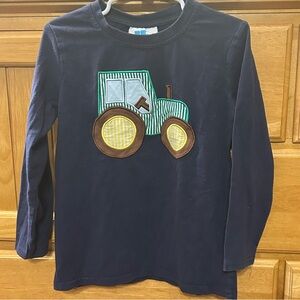 BB Kids Boy’s Navy Blue Long Sleeve Tee Shirt w/Green Tractor Appliqué Size 5